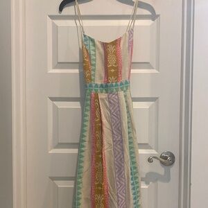 Summer tea length printed dress